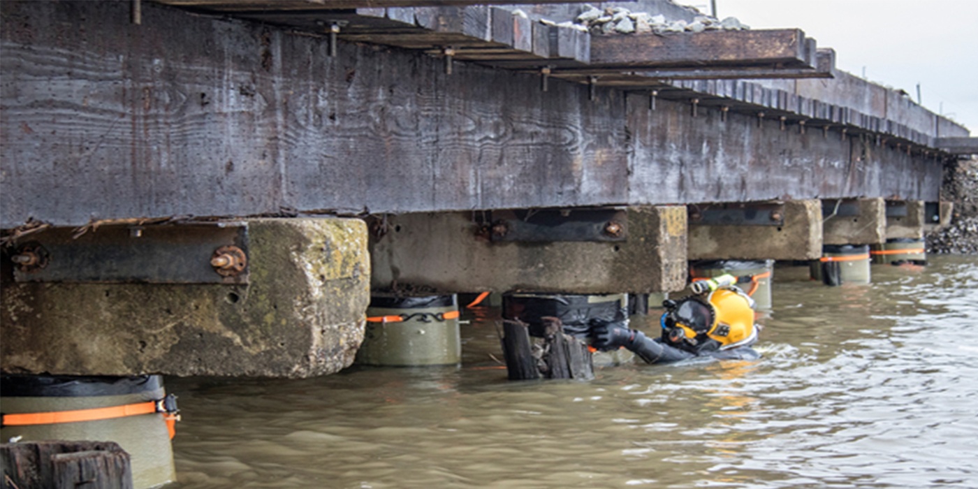 J.F. Nelosca commercial diver performs thorough underwater inspection.