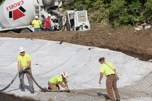 Nelosca crew members install AB mats to prevent exposure of underlying sand or sediment.