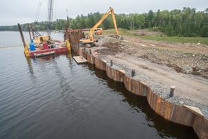 J.F. Nelosca constructs a cellular cofferdam for a large-scale work area