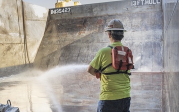 barge cleaning, harbor management services, environmental compliance, AWO-RCP, barge transportation, upper mississippi river barge cleaning, harbor management