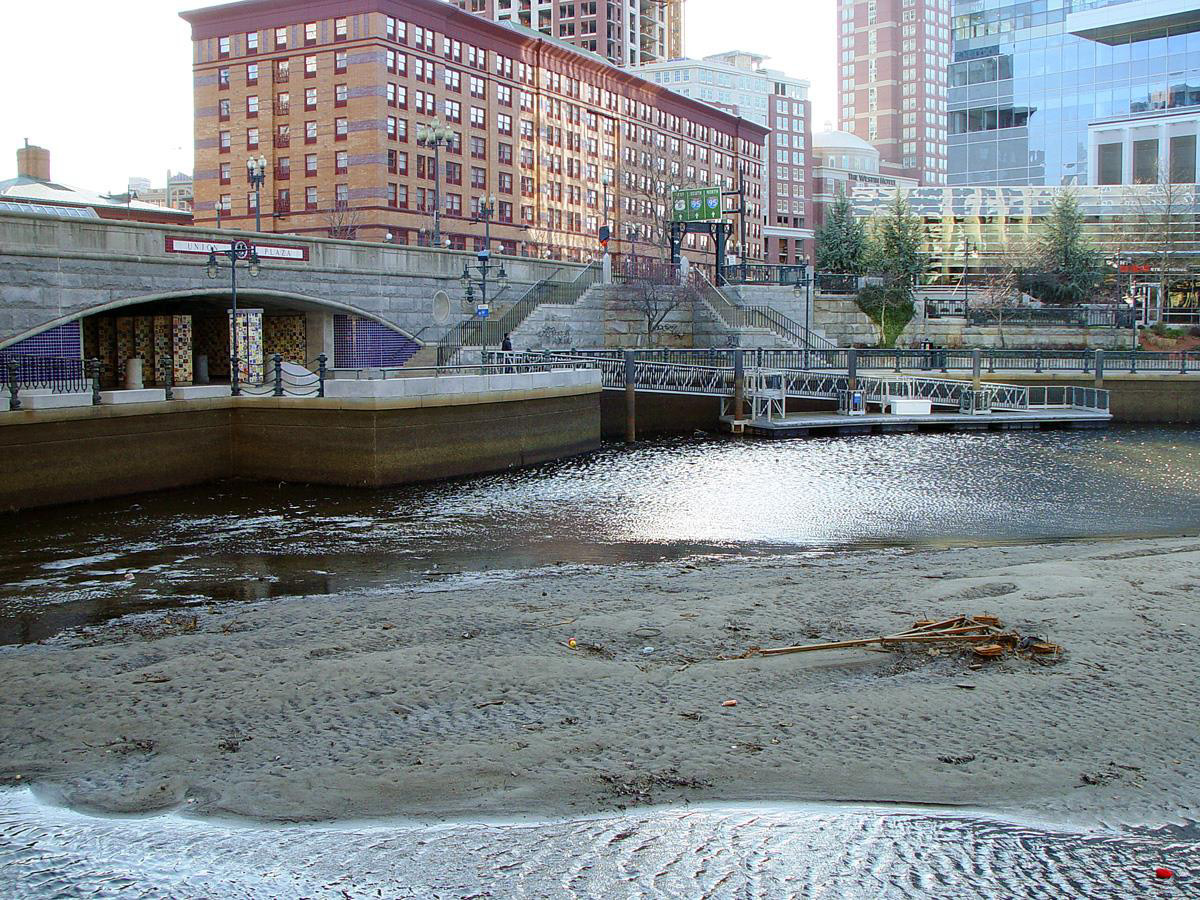 Waterplace Park BEFORE dredging began in Providence, RI