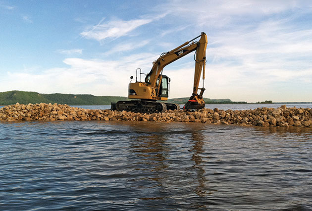 dam construction, rip rap placement, scour remediation, erosion control, rock placement