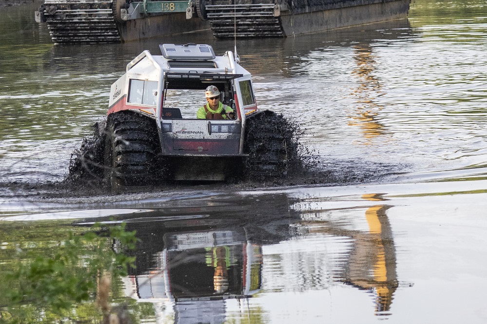 Nelosca Technologies amphibious SHERP ATV on a wetland remediation project